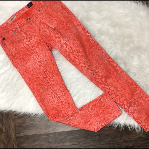 AG | Women’s The Legging Ankle Orange Snake Print Jeans Size 28 - Picture 6 of 7